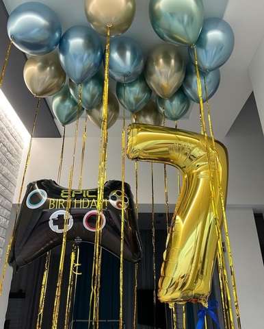 Воздушные шары на день рождения 7 лет мальчику купить композицию в Новосибирске