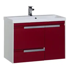 Aquanet 180059 Компл.1 - Тумба Тиволи 90 цв.белый (фасад бордо) (180059) фото