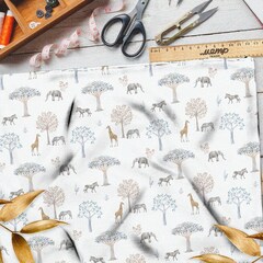 Ткань муслин животные африканской саванны