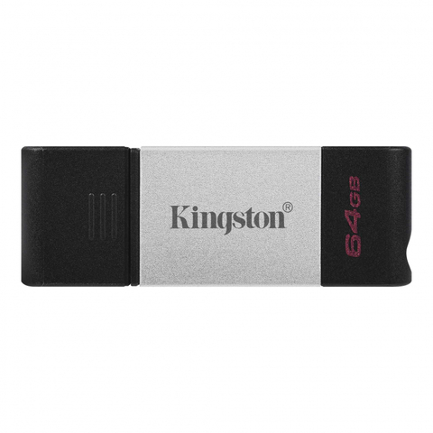 Флеш-память Kingston DataTraveler 80, USB-C 3.2 G1, сереб/чер, DT80/64GB