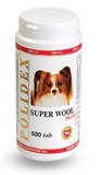 Кормовая добавка  для собак средних пород Polidex Супер Вул плюс улучшает состояние шерсти, кожи 500 таб.