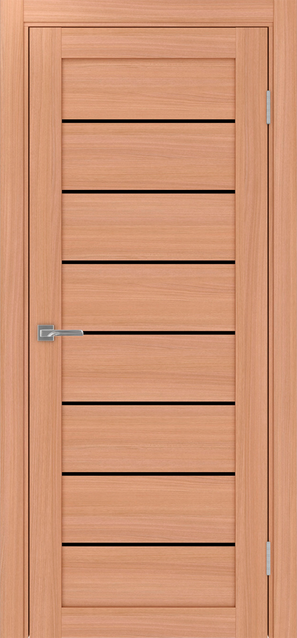 Дверь межкомнатная Оптима Порте Турин 508.12, цвет темный ясень, экошпон, стекло лакобель черное