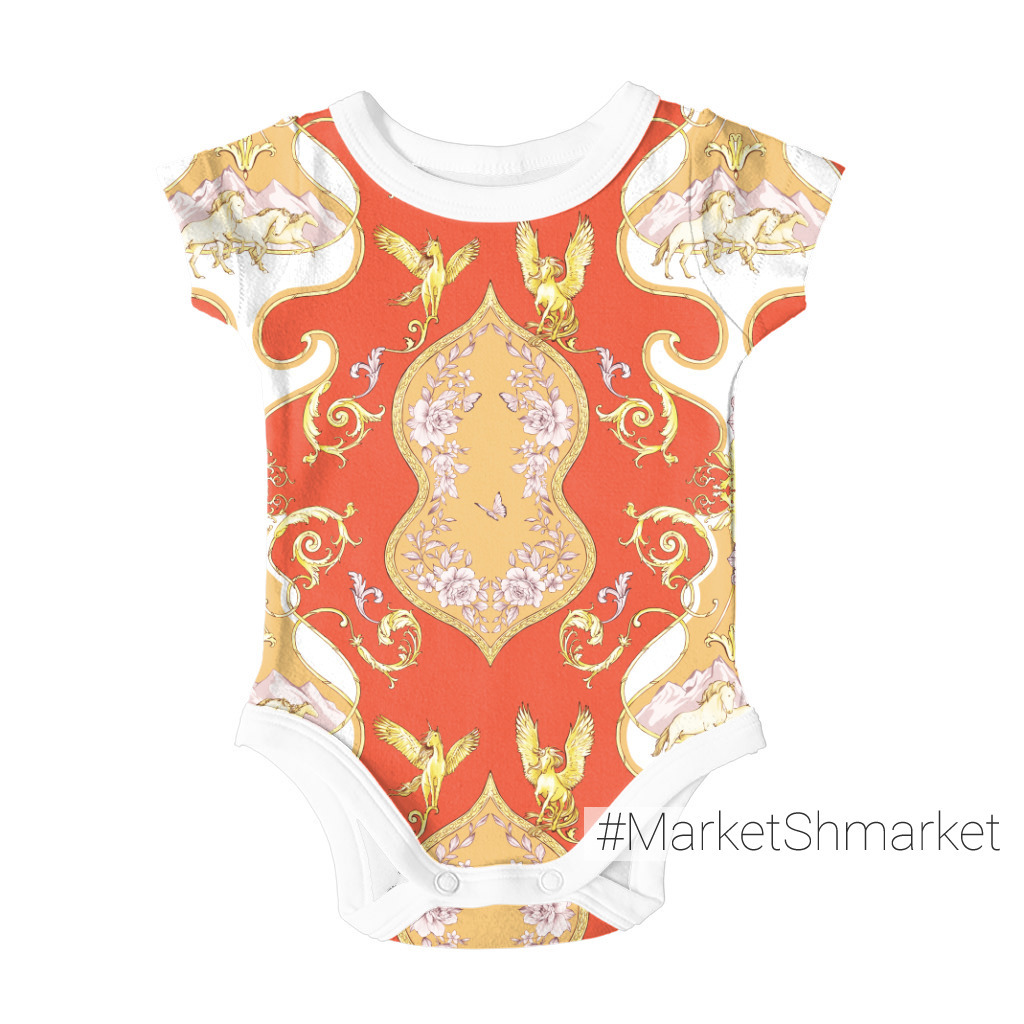 Ткани Лошади и золотые узоры. Единороги - закажи на #MarketShmarket.com ...