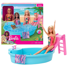 Кукла Барби и бассейн c горкой Barbie (уценённый товар)