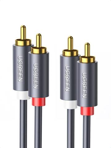Кабель UGREEN AV104 (30747) 2RCA Male to 2RCA Male Cable, 1м, черный