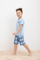 Пижама  для мальчика  К 1634-1/небесно-голубой,клетка виши