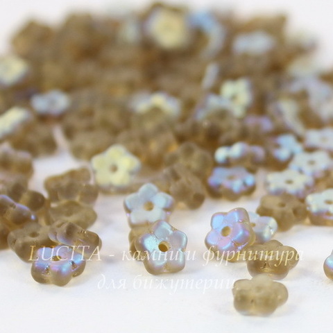 Бусина Buttercup flower Цветочек, 5 мм, дымчатая с AB-покрытием