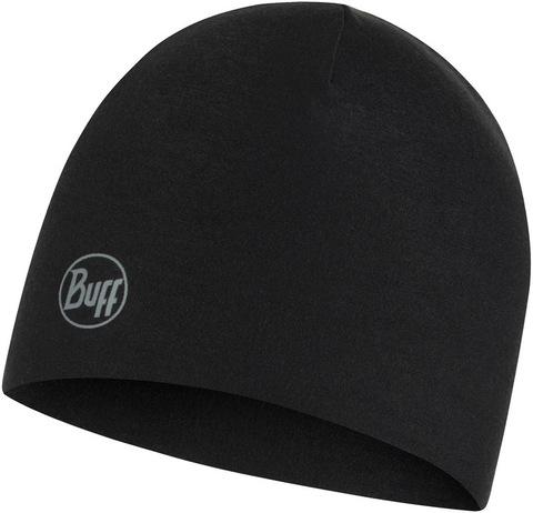Тонкая теплая спортивная шапка Buff Hat Thermonet Solid Black фото 1