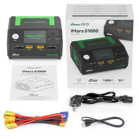 Зарядное устройств Gens ace iMars D1000 Smart Charger | два канала | AC 1000 Вт (25A x2 | 500W x2) | G-Tech | 1-7S