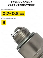 Свеча зажигания DDE - JR9 (Champion RJ19LM, Bosch WR11EO, NGK BR2LM) Эльф, Тролль, все газонокосилки с двиг. B&S (917-414)