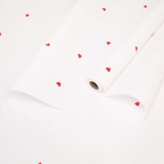 Упаковочная пленка/для цветов, Матовая двусторонняя, Сердечки, белая с красным, 65 мкм, 0,57*10 м