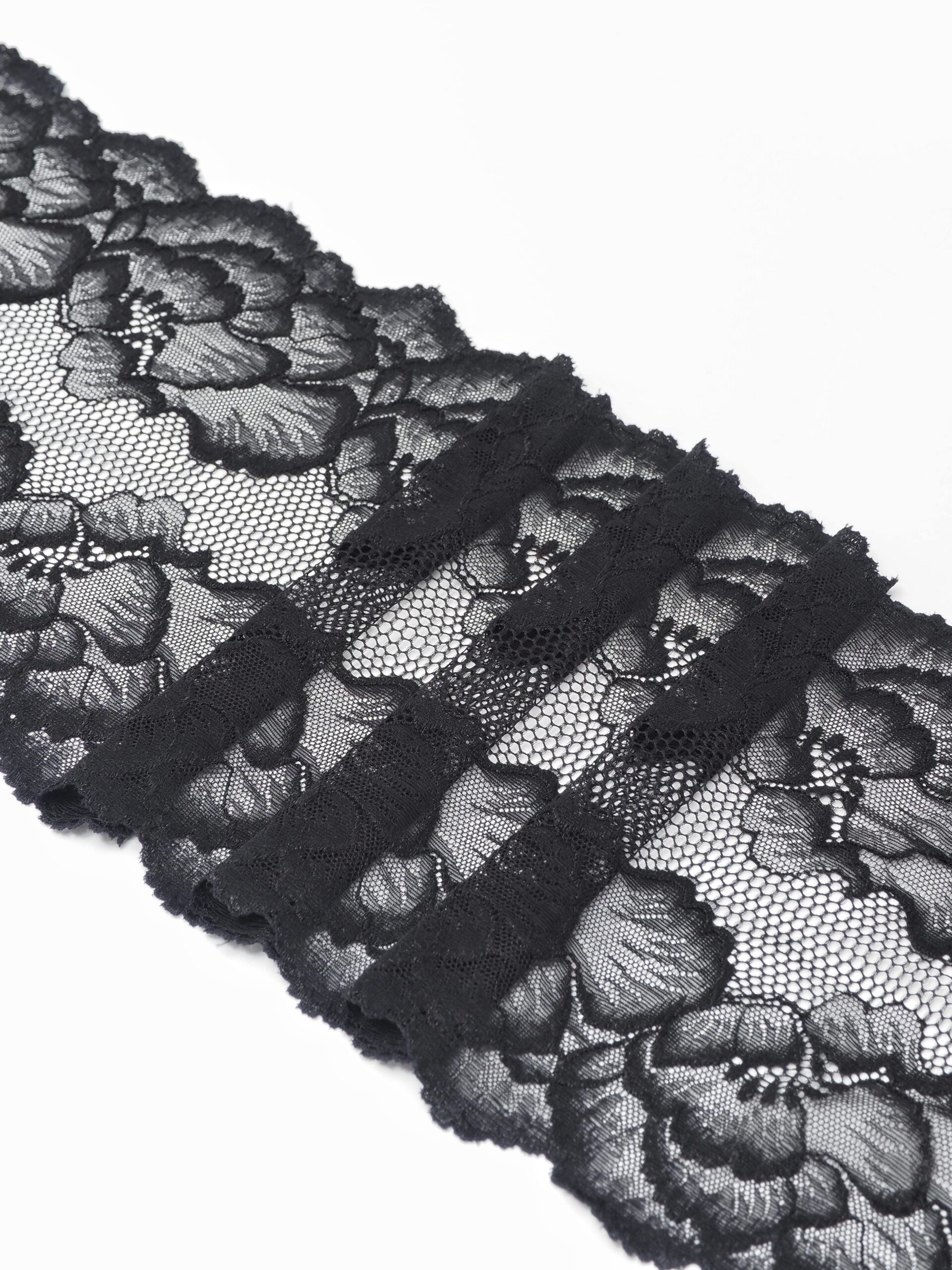 Эластичное кружево черное ширина 24 см