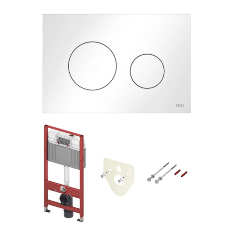 TECE N500920 TECE Комплект (4в1) TECEbase 3.0 c кронштейнами, звукоизоляция, панель смыва TECEloop белая глянцевая (латунный вентиль)