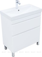 Aquanet 348180 Тумба с раковиной Слим 70 напольная 2 ящ. цв.белый сатин (348180) фото