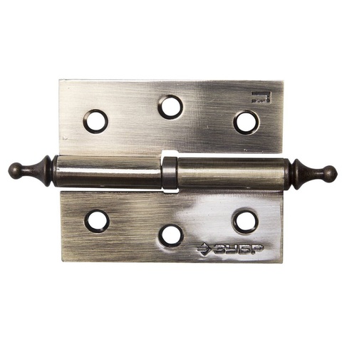 ЗУБР 75 х 63 х 2.5 мм, разъемная, правая, цвет старая латунь (AB), 2 шт, карточная петля (37605-075-5R)