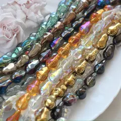 Бусины стеклянные, бледно-жёлтый с покрытием, фриформ 22*13 мм, 1 бусина, МК044