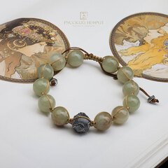 Браслет "След времени". Нефрит Д 12мм.
