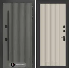 Уличная входная дверь с терморазрывом Термолаб 1 тепло Асфальт с патиной 29 Крем софт рельеф