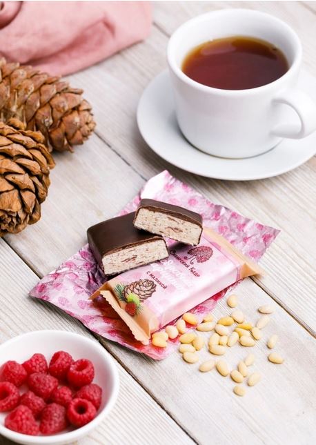 Конфеты Марципан кедровый с малиной батончик Сибирский Кедр 40 г