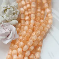 Селенит бусины, бочонок, персиковый, 12*9 мм, 1 нить, К015