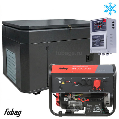 Бензиновый генератор в зимнем супер тихом кожухе с блоком АВР Fubag BS 9000 DA ES/1400SSW RAL 7024