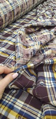 Бургунди Рубашечная ткань клетка двусторонняя Варёнка