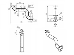 Схема ZS1115 Колено глушителя выход вверх, (фланцы 2 отв. - 3 отв.)