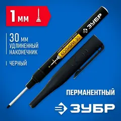 ЗУБР Колибри-30 черный, наконечник L 30 мм, ? 2.8 мм, перманентный маркер для отверстий (06338-2)