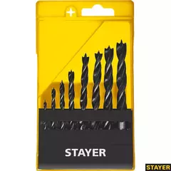 STAYER M-type, 8 шт: 3-4-5-6-7-8-9-10 мм, набор спиральных сверл по дереву (2942-H8)