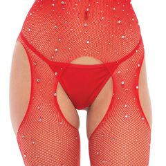 Комбинезон-сетка со стразами Sparkle Fishnet Crotchless Bodystocking - 