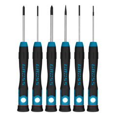 Набор отверток для точной механики, CrMo, двухкомпонентные рукоятки, 6 шт, пластиковый бокс Gross