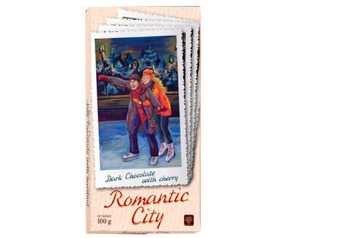 Темный шоколад с вишней "Romantic city", 100г