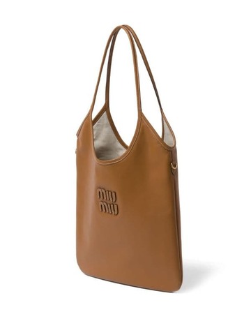 Сумка-тоут Miu Miu Ivy с аппликацией логотипа коричневый