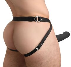Черный полый страпон с вибрацией 2’’ Erection 28X Smooth Vibrating Silicone Penis Sheath - 