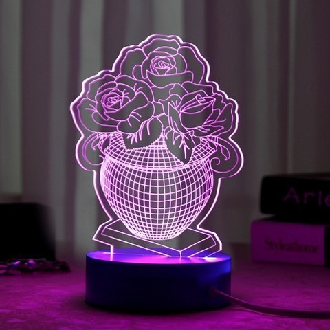 Светильники 3D Ваза с цветами