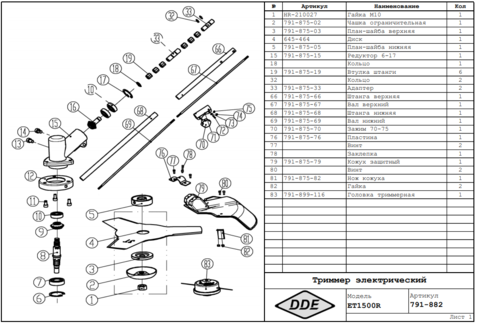 Адаптер вала DDE ET1300R/1500R/1600RV/1800RV