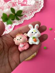 Животные, мышь, кролик, утка, обезьяна, фигурки декоративные, кукольные миниатюры, набор 4 шт микс.