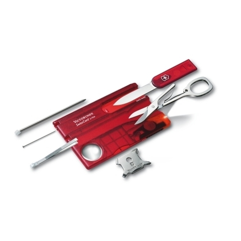 Швейцарская карта Victorinox SwissCard Lite 13 функций прозрачный красный (0.7300.T)