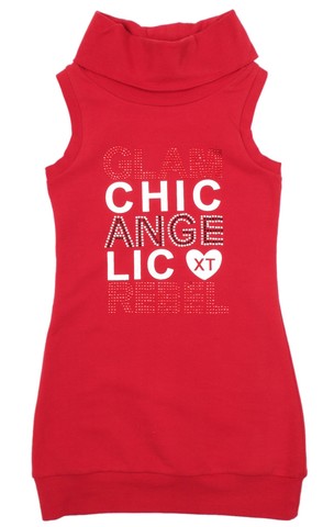 Красное облегающее платье с воротом Mirtillo