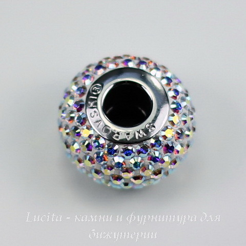 80101 Бусина Сваровски BeCharmed Pave Crystal AB 14х9 мм