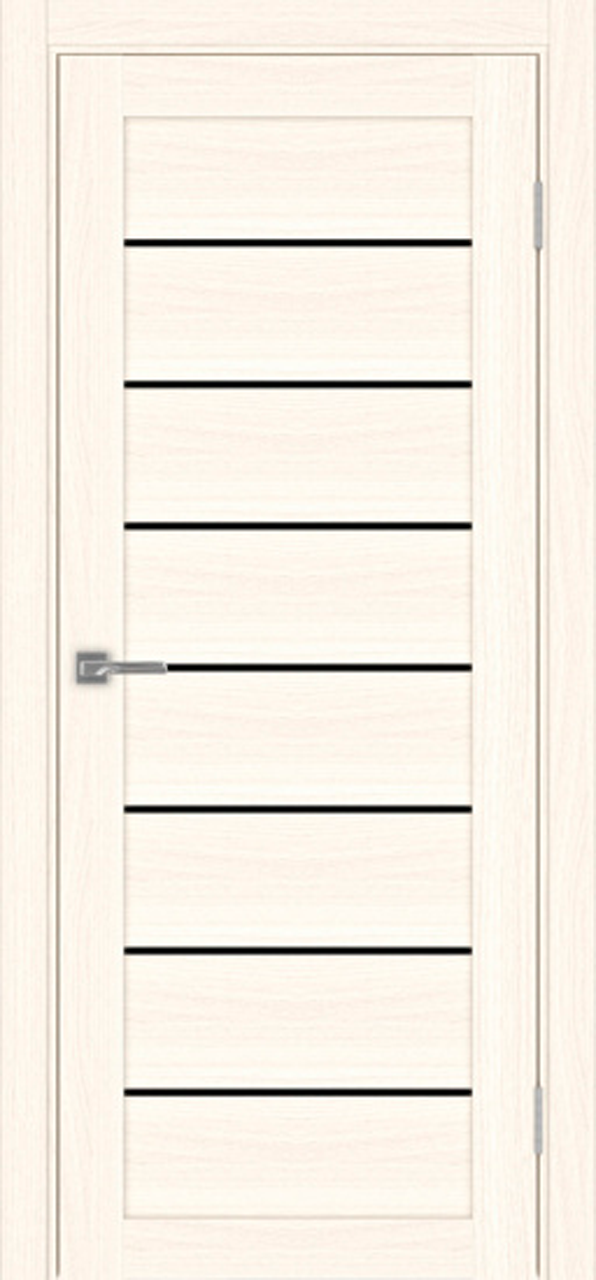 Дверь межкомнатная Оптима Порте Турин 508.12, цвет светлый ясень, экошпон, стекло лакобель черное