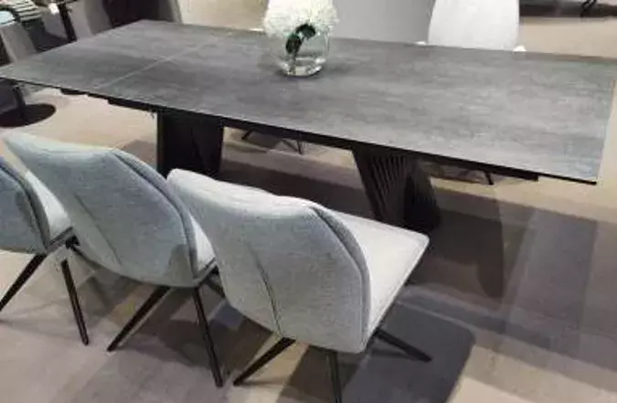 Стол YOAKIM 180 TL-102 Бежевый мрамор, испанская керамика / Темно-серый каркас, DISAUR