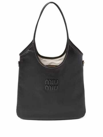 Сумка-тоут Miu Miu Ivy с аппликацией логотипа черный