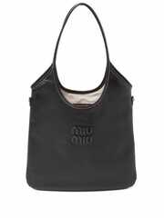 Сумка-тоут Miu Miu Ivy с аппликацией логотипа черный