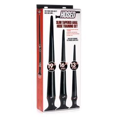 Набор из 3 черных больших гибких анальных стимуляторов Slim Tapered Anal Hose Trainer Set - 