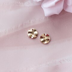 Подвеска круглая, мятый металл 8 мм, 10 штук, позолота Р052