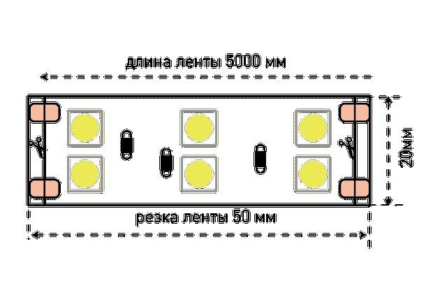 Светодиодная лента SWG 28,8W/m 120Led/m 5050SMD холодный белый 5M SWG5120-24-28.8-W-М 009705