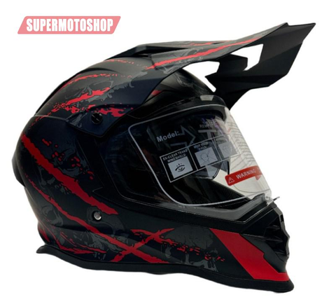 Шлем эндуро LVS серый/красный L