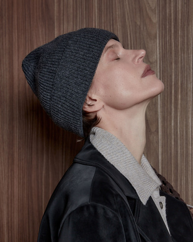 Шапка из смесового кашемира темно-серый