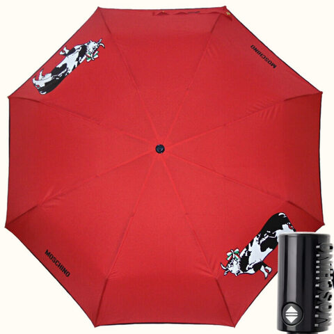 красный женский зонтик корова